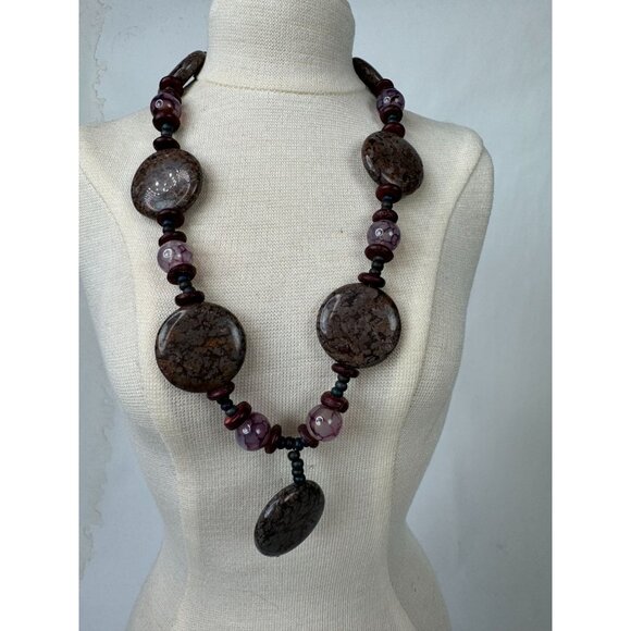 Ferruginous Quartz & Dragon Vein Agate Healing Stones Necklace 10" - Picture 11 of 16